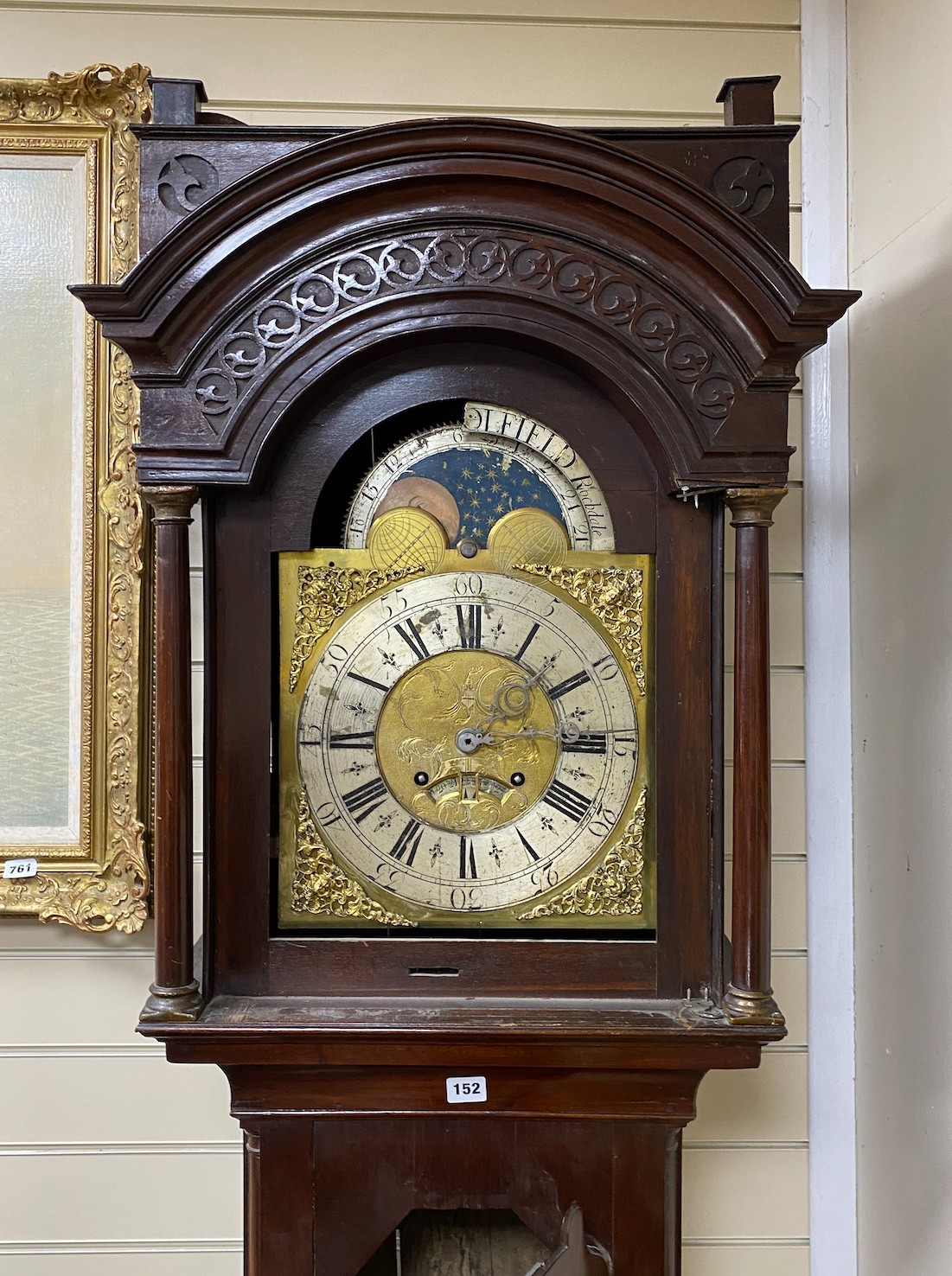 A George III mahogany longcase clock with moon phase, dial marked Radcliffe, Schofield Rochdale, height 229cm